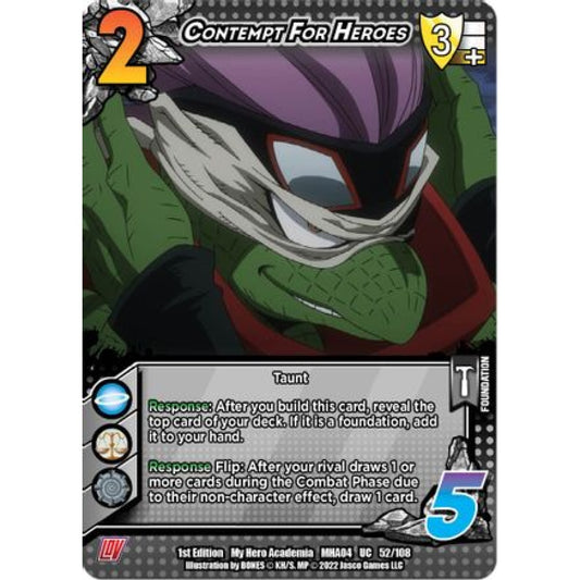 Contempt For Heroes, 052/108, UC, UniVersus, MHA04 League of Villains
