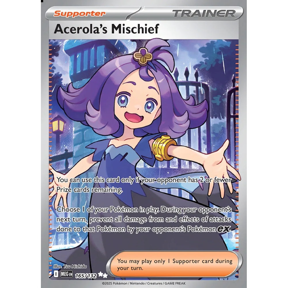 Acerola's Mischief Ultra Rare 165/132 Pokemon Card Game Mega Evolution