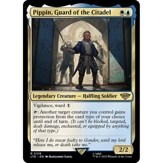 Pippin, Guard of the Citadel, rare, 218, Magic the Gathering, The Lord of the Rings: Tales of Middle-earth