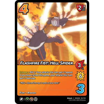 Flashfire Fist: Hell Spider, 20/153, C, UniVersus, MHA06 Jet Burn